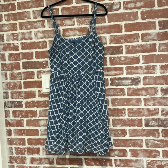 torrid Dresses & Skirts - Torrid Blue White Diamond Print Stretchy Lace Mini Dress Adjustable Straps 1X